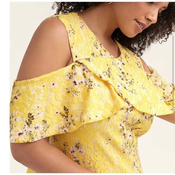 Rachel Roy Yellow Lace Floral Sleeveless Dress - Picture 3 of 10